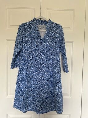 Duffield Lane Blue Floral V-Neck Shift Dress